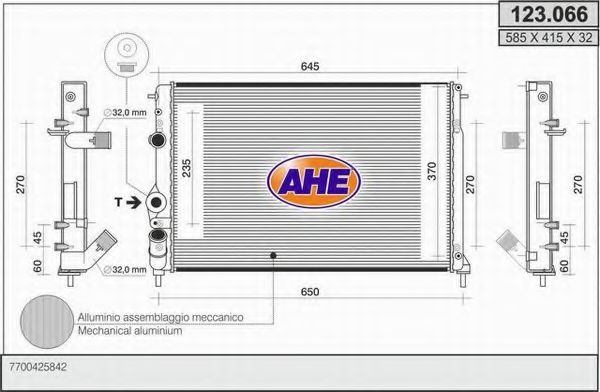 AHE 123.066 Радиатор, охлаждение двигателя 