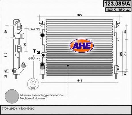 AHE 123.085/A Радиатор, охлаждение двигателя 