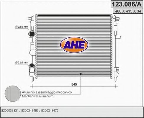 AHE 123.086/A Радиатор, охлаждение двигателя 