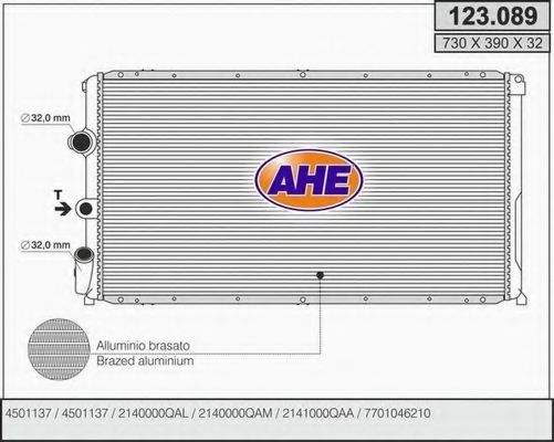 AHE 123.089 Радиатор, охлаждение двигателя для OPEL (Опель) AHE 123.089 Радиатор, охлаждение двигателя для OPEL (Опель)