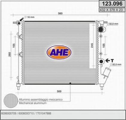 AHE 123.096 Радиатор, охлаждение двигателя 