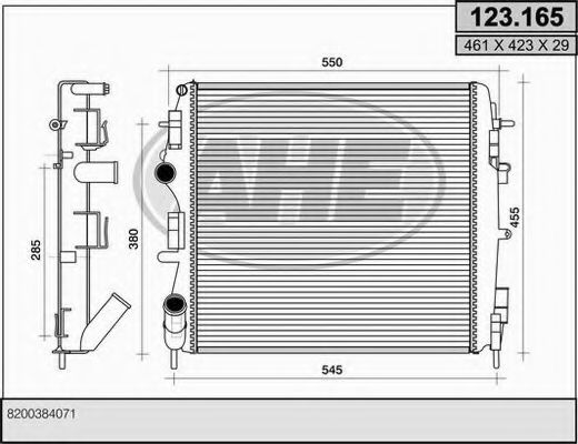 AHE 123.165 Радиатор, охлаждение двигателя 