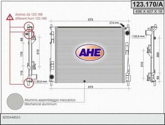 AHE 123.170/A Радиатор, охлаждение двигателя 