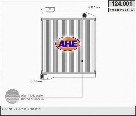 AHE 124.001 Радиатор, охлаждение двигателя 
