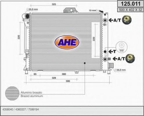 AHE 125.011 Радиатор, охлаждение двигателя 