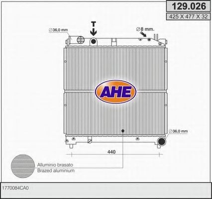 AHE 129.026 Радиатор, охлаждение двигателя 