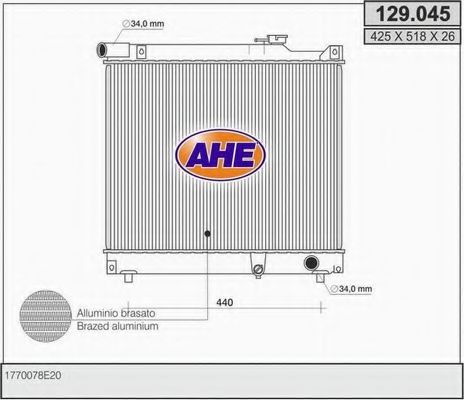AHE 129.045 Радиатор, охлаждение двигателя 