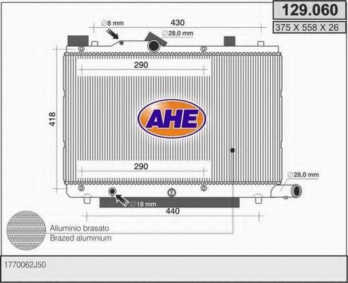 AHE 129.060 Радиатор, охлаждение двигателя 