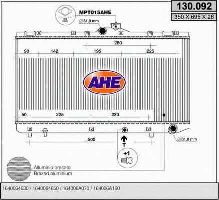 AHE 130.092 Радиатор, охлаждение двигателя 