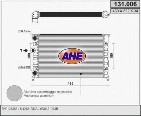 AHE 131.006 Радиатор, охлаждение двигателя 