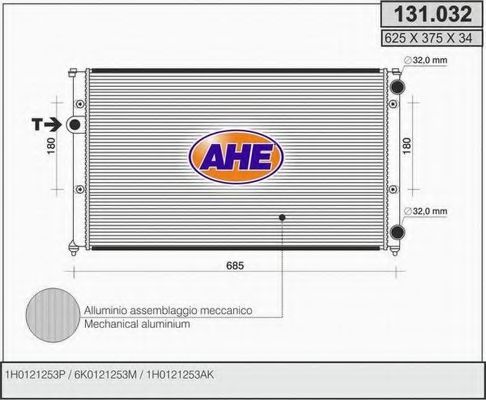 AHE 131.032 Радиатор, охлаждение двигателя 