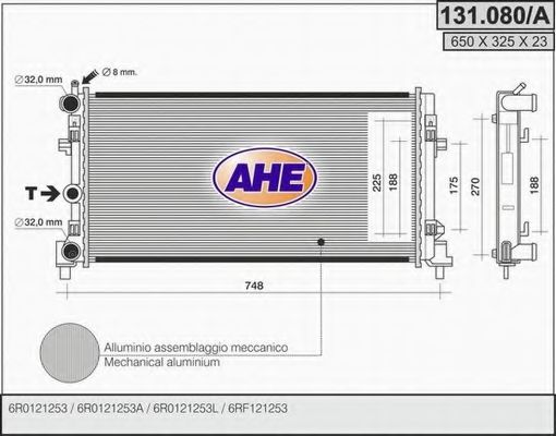 AHE 131.080/A Радиатор, охлаждение двигателя для SKODA FABIA (Шкода Фабиа) AHE 131.080/A Радиатор, охлаждение двигателя для SKODA FABIA (Шкода Фабиа)