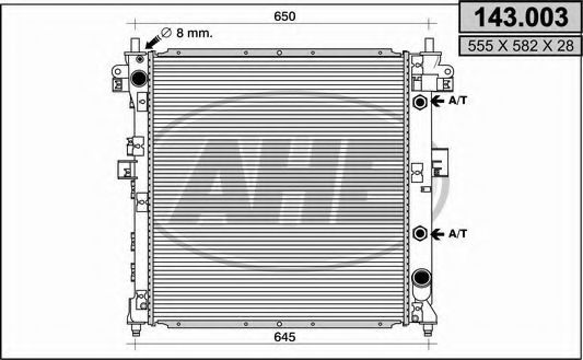 AHE 143.003 Радиатор, охлаждение двигателя 