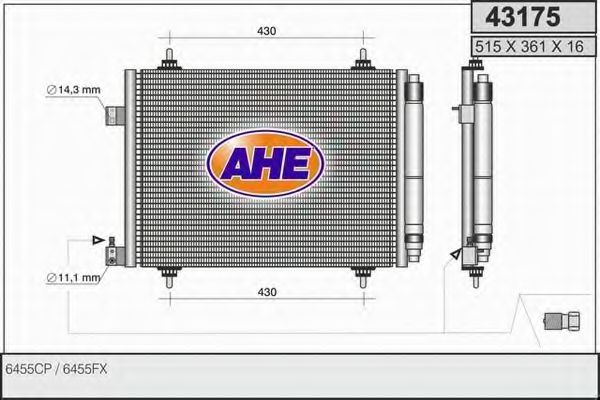 AHE 43175 Конденсатор, кондиционер для CITROëN (Cитроëн) AHE 43175 Конденсатор, кондиционер для CITROëN (Cитроëн)