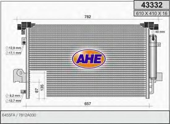 AHE 43332 Конденсатор, кондиционер для MITSUBISHI LANCER (Митсубиши/митсубиси Ланcэр) AHE 43332 Конденсатор, кондиционер для MITSUBISHI LANCER (Митсубиши/митсубиси Ланcэр)