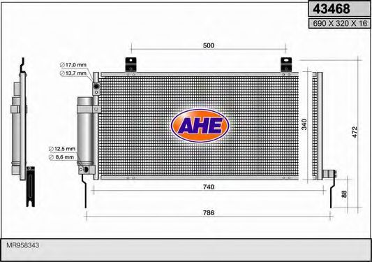 AHE 43468 Конденсатор, кондиционер для MITSUBISHI GALANT (Митсубиши/митсубиси Галант) AHE 43468 Конденсатор, кондиционер для MITSUBISHI GALANT (Митсубиши/митсубиси Галант)