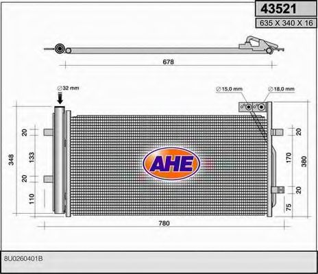 AHE 43521 Конденсатор, кондиционер для AUDI Q3 (Ауди Кью 3) AHE 43521 Конденсатор, кондиционер для AUDI Q3 (Ауди Кью 3)