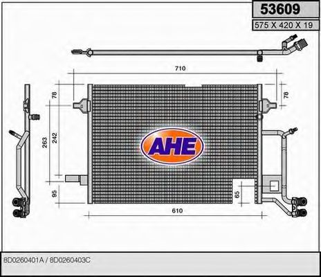 AHE 53609 Конденсатор, кондиционер для AUDI A4 (Ауди А4) AHE 53609 Конденсатор, кондиционер для AUDI A4 (Ауди А4)