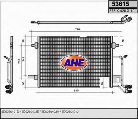 AHE 53615 Конденсатор, кондиционер для AUDI A4 (Ауди А4) AHE 53615 Конденсатор, кондиционер для AUDI A4 (Ауди А4)