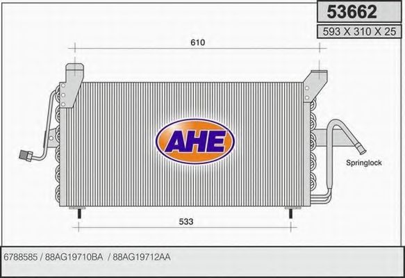 AHE 53662 Конденсатор, кондиционер для FORD ORION II (Форд Орион 2) AHE 53662 Конденсатор, кондиционер для FORD ORION II (Форд Орион 2)