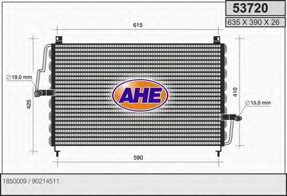 AHE 53720 Конденсатор, кондиционер для OPEL OMEGA A (Опель Омэга а) AHE 53720 Конденсатор, кондиционер для OPEL OMEGA A (Опель Омэга а)