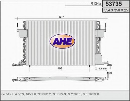 AHE 53735 Конденсатор, кондиционер для CITROëN (Cитроëн) AHE 53735 Конденсатор, кондиционер для CITROëN (Cитроëн)