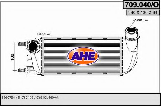 AHE 709.040/O Интеркулер для FIAT 500 (Фиат 500) AHE 709.040/O Интеркулер для FIAT 500 (Фиат 500)