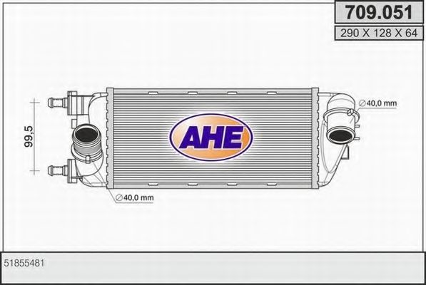 AHE 709.051 Интеркулер для FIAT 500 (Фиат 500) AHE 709.051 Интеркулер для FIAT 500 (Фиат 500)