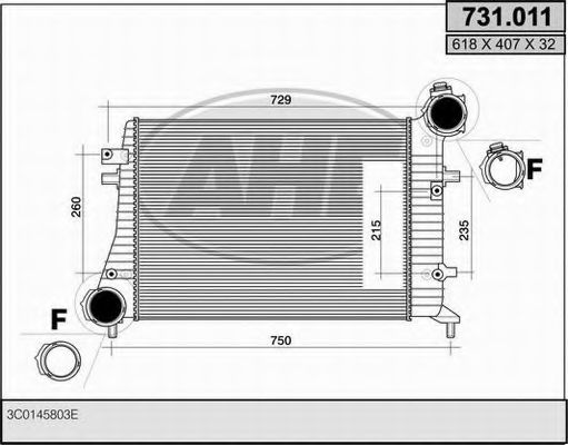 AHE 731.011 Интеркулер для SEAT ALTEA (Сеат Алтэа) AHE 731.011 Интеркулер для SEAT ALTEA (Сеат Алтэа)