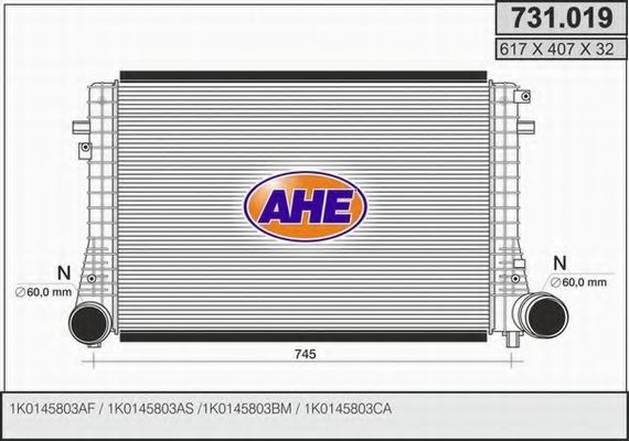 AHE 731.019 Интеркулер для VOLKSWAGEN JETTA I (Фольксваген Жэтта и) AHE 731.019 Интеркулер для VOLKSWAGEN JETTA I (Фольксваген Жэтта и)