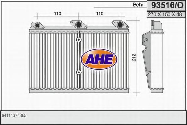 AHE 93516/O Теплообменник, отопление салона для BMW 7 (Бмв 7) AHE 93516/O Теплообменник, отопление салона для BMW 7 (Бмв 7)