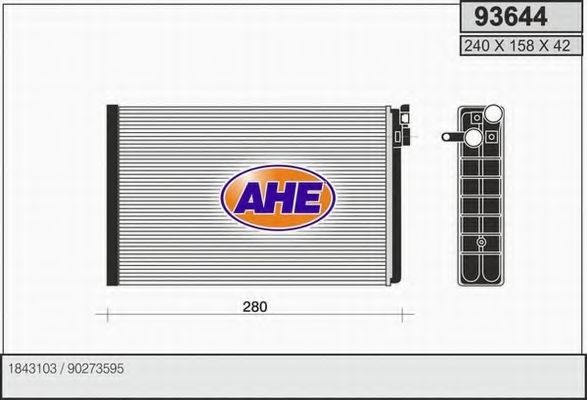 AHE 93644 Теплообменник, отопление салона для OPEL OMEGA A (Опель Омэга а) AHE 93644 Теплообменник, отопление салона для OPEL OMEGA A (Опель Омэга а)