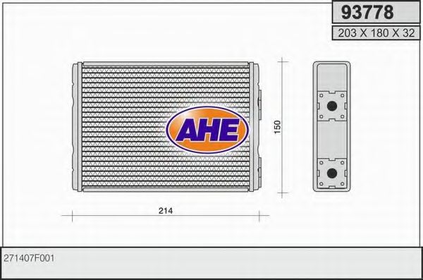AHE 93778 Теплообменник, отопление салона для NISSAN (Ниссан) AHE 93778 Теплообменник, отопление салона для NISSAN (Ниссан)