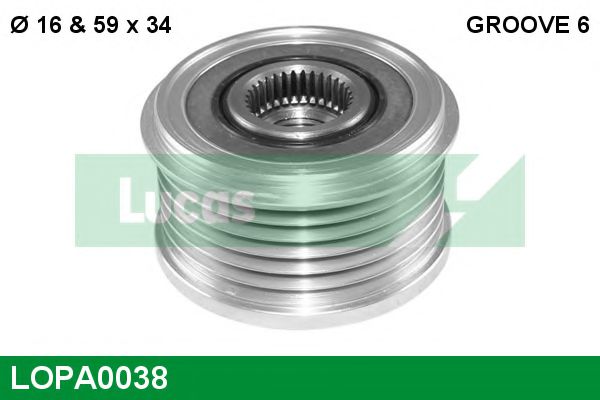 LUCAS ENGINE DRIVE LOPA0038 Механизм свободного хода генератора для PEUGEOT PARTNER PATAGONICA / URBANA (Пежо Партнер патагоника / урбана) LUCAS ENGINE DRIVE LOPA0038 Механизм свободного хода генератора для PEUGEOT PARTNER PATAGONICA / URBANA (Пежо Партнер патагоника / урбана)