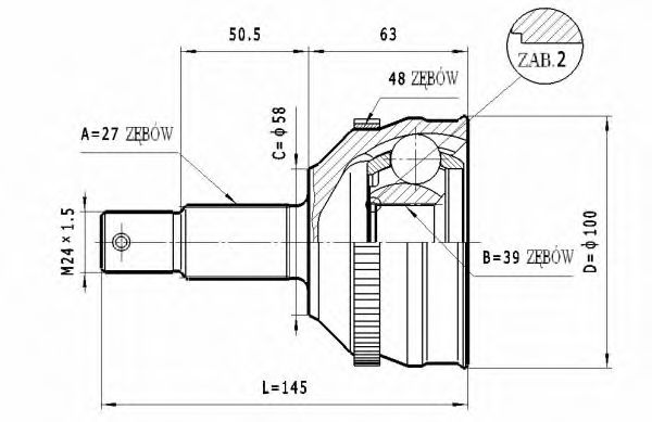 STATIM C.130 Шарнирный комплект, приводной вал для PEUGEOT 806 (Пежо 806) STATIM C.130 Шарнирный комплект, приводной вал для PEUGEOT 806 (Пежо 806)