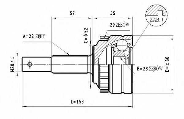 STATIM C.237 Шарнирный комплект, приводной вал для OPEL TIGRA (Опель Тигра) STATIM C.237 Шарнирный комплект, приводной вал для OPEL TIGRA (Опель Тигра)