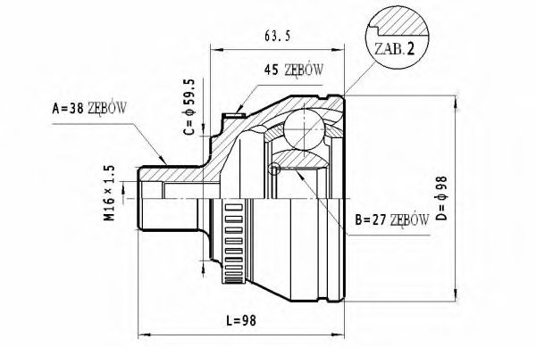 STATIM C.296 Шарнирный комплект, приводной вал для AUDI (Ауди) STATIM C.296 Шарнирный комплект, приводной вал для AUDI (Ауди)