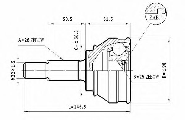 STATIM C.332 Шарнирный комплект, приводной вал для AUDI (Ауди) STATIM C.332 Шарнирный комплект, приводной вал для AUDI (Ауди)