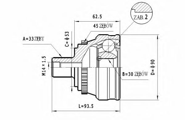 STATIM C.339 Шарнирный комплект, приводной вал для AUDI 90 (Ауди 90) STATIM C.339 Шарнирный комплект, приводной вал для AUDI 90 (Ауди 90)