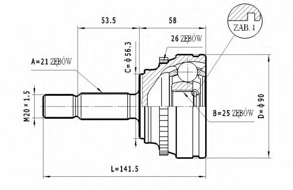 STATIM C.347 Шарнирный комплект, приводной вал для RENAULT CLIO I (Рено Cлио и) STATIM C.347 Шарнирный комплект, приводной вал для RENAULT CLIO I (Рено Cлио и)