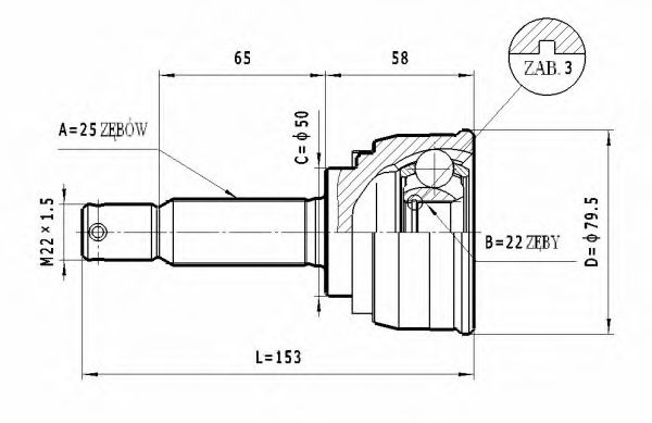 STATIM C.453 Шарнирный комплект, приводной вал для MITSUBISHI LANCER (Митсубиши/митсубиси Ланcэр) STATIM C.453 Шарнирный комплект, приводной вал для MITSUBISHI LANCER (Митсубиши/митсубиси Ланcэр)