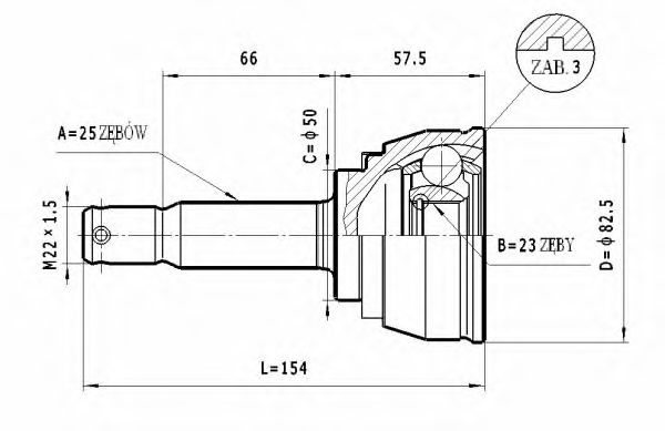 STATIM C.454 Шарнирный комплект, приводной вал для HYUNDAI (Хендай) STATIM C.454 Шарнирный комплект, приводной вал для HYUNDAI (Хендай)