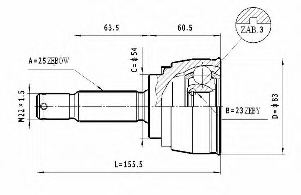 STATIM C.456 Шарнирный комплект, приводной вал для MITSUBISHI ECLIPSE I (Митсубиши/митсубиси Эcлипсэ и) STATIM C.456 Шарнирный комплект, приводной вал для MITSUBISHI ECLIPSE I (Митсубиши/митсубиси Эcлипсэ и)