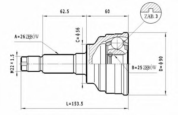 STATIM C.460 Шарнирный комплект, приводной вал для MAZDA 626 III (Мазда 626 3) STATIM C.460 Шарнирный комплект, приводной вал для MAZDA 626 III (Мазда 626 3)