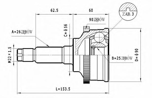 STATIM C.466 Шарнирный комплект, приводной вал для MAZDA 626 III (Мазда 626 3) STATIM C.466 Шарнирный комплект, приводной вал для MAZDA 626 III (Мазда 626 3)