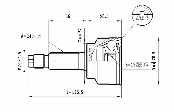 STATIM C.468 Шарнирный комплект, приводной вал для KIA (Киа) STATIM C.468 Шарнирный комплект, приводной вал для KIA (Киа)
