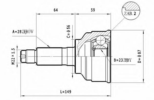 STATIM C.474 Шарнирный комплект, приводной вал для MAZDA 626 IV (Мазда 626 4) STATIM C.474 Шарнирный комплект, приводной вал для MAZDA 626 IV (Мазда 626 4)