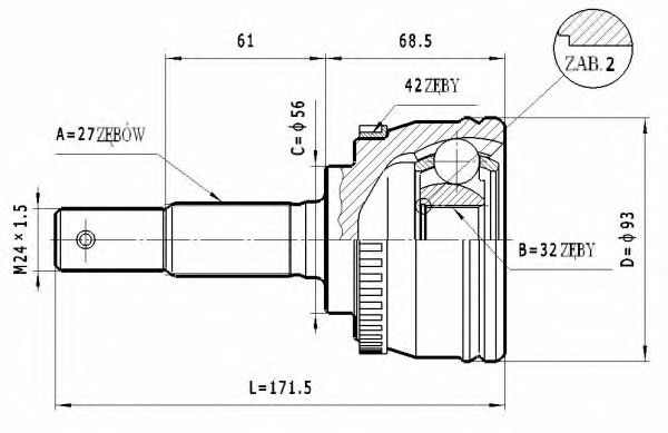 STATIM C.537 Шарнирный комплект, приводной вал для NISSAN (Ниссан) STATIM C.537 Шарнирный комплект, приводной вал для NISSAN (Ниссан)