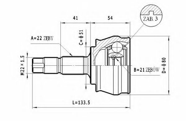 STATIM C.136 Шарнирный комплект, приводной вал для FIAT GRANDE PUNTO (Фиат Гранде пунто)