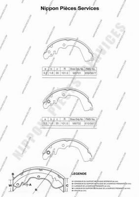 NPS M350I05 Тормозные колодоки для MITSUBISHI ETERNA V (Митсубиши/митсубиси Этэрна v) NPS M350I05 Тормозные колодоки для MITSUBISHI ETERNA V (Митсубиши/митсубиси Этэрна v)